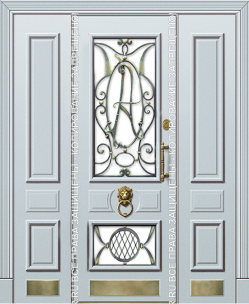 Стальная входная уличная дверь МДФ с ковкой/стеклом 3131 Стальная входная уличная дверь МДФ с ковкой/стеклом 3131